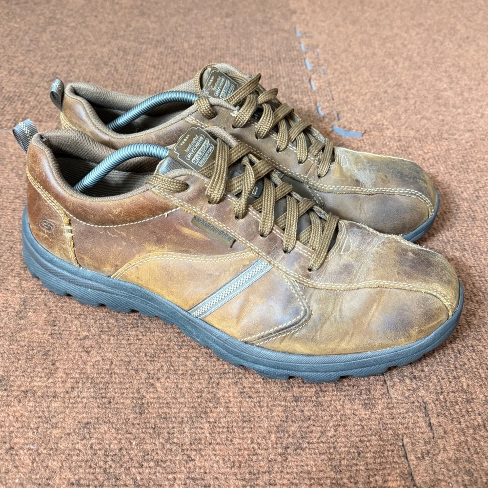 Skechers Relaxed Fit Memory Foam Brown Leather Sneakers Mens 12‎ SN 64224 CDB